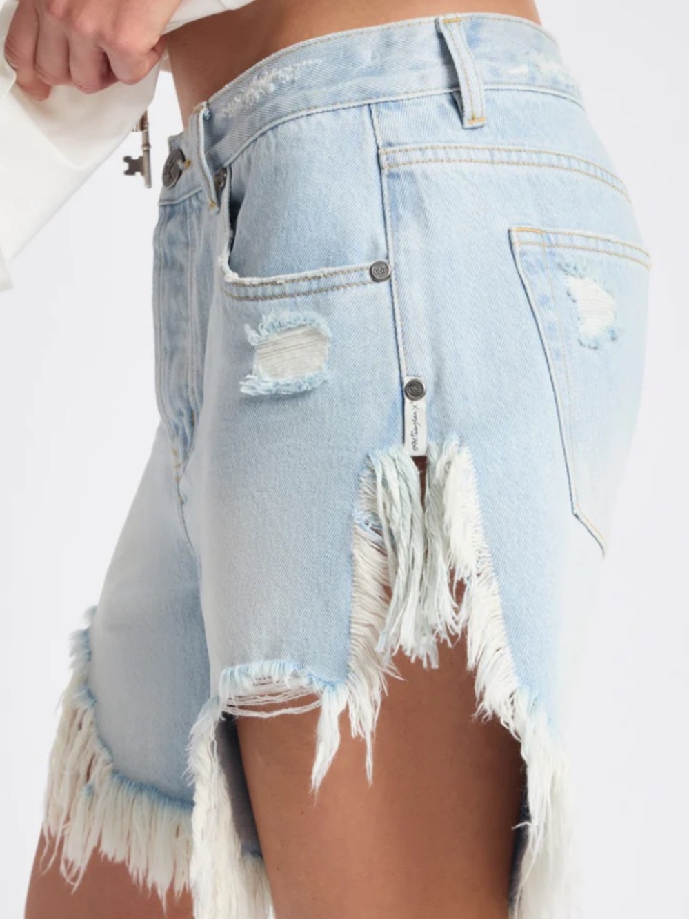 Frankies Low Waist Long Length Denim Shorts - NWT blue heart wash